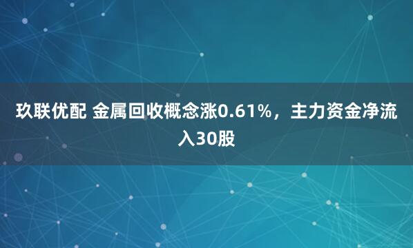 玖联优配 金属回收概念涨0.61%，主力资金净流入30股