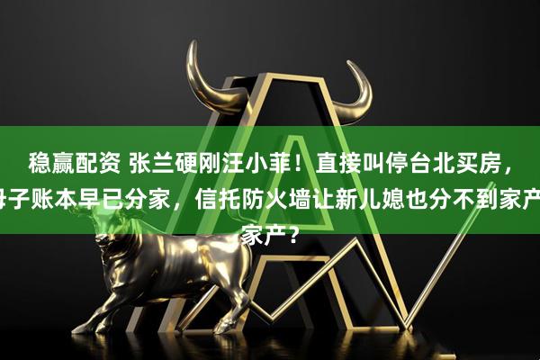稳赢配资 张兰硬刚汪小菲！直接叫停台北买房，母子账本早已分家，信托防火墙让新儿媳也分不到家产？